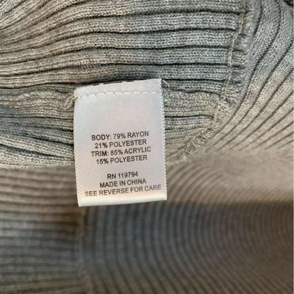 One World Gray Open Front Ribbed Long Asymmetrical Cardigan, Size L - Picture 4 of 7